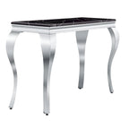 Console — Noir/Argent & Blanc/Doré, Plateau MDF, Pieds Acier Inoxydable, 1 Personne