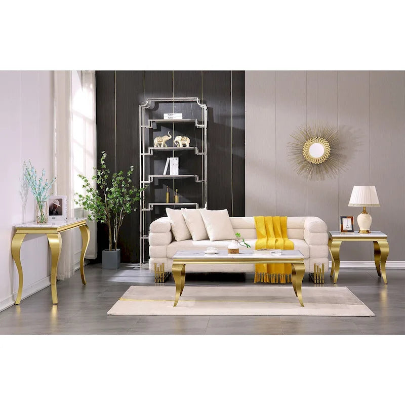 Console — Noir/Argent & Blanc/Doré, Plateau MDF, Pieds Acier Inoxydable, 1 Personne