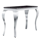Console — Noir/Argent & Blanc/Doré, Plateau MDF, Pieds Acier Inoxydable, 1 Personne