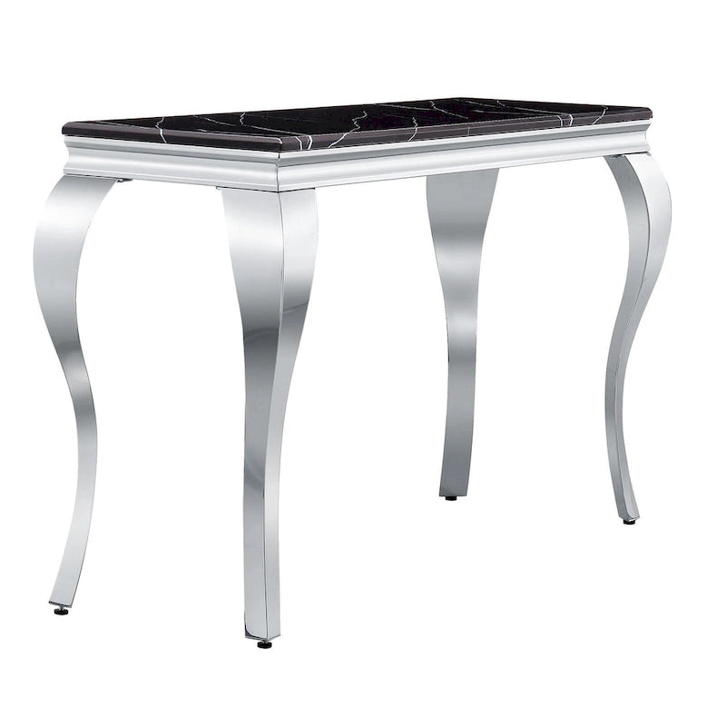 Console — Noir/Argent & Blanc/Doré, Plateau MDF, Pieds Acier Inoxydable, 1 Personne