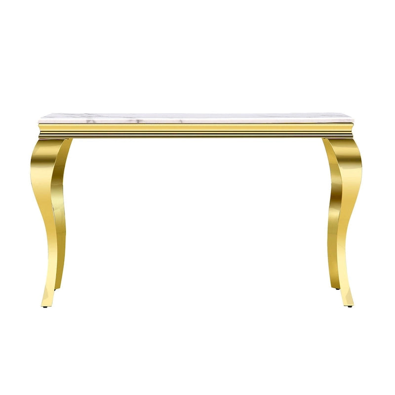 Console — Noir/Argent & Blanc/Doré, Plateau MDF, Pieds Acier Inoxydable, 1 Personne