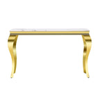 Console — Noir/Argent & Blanc/Doré, Plateau MDF, Pieds Acier Inoxydable, 1 Personne