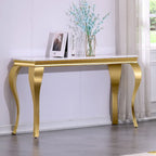 Console — Noir/Argent & Blanc/Doré, Plateau MDF, Pieds Acier Inoxydable, 1 Personne
