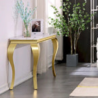 Console — Noir/Argent & Blanc/Doré, Plateau MDF, Pieds Acier Inoxydable, 1 Personne