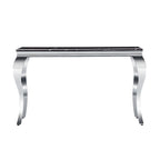 Console — Noir/Argent & Blanc/Doré, Plateau MDF, Pieds Acier Inoxydable, 1 Personne