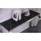 Console — Noir/Argent & Blanc/Doré, Plateau MDF, Pieds Acier Inoxydable, 1 Personne