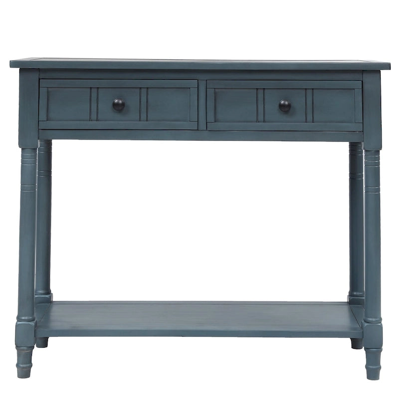 Console avec 2 tiroirs et étagère inférieure — Ivoire / Bleu Rétro / Gris Antique / Bleu Marine / Espresso