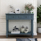 Console avec 2 tiroirs et étagère inférieure — Ivoire / Bleu Rétro / Gris Antique / Bleu Marine / Espresso