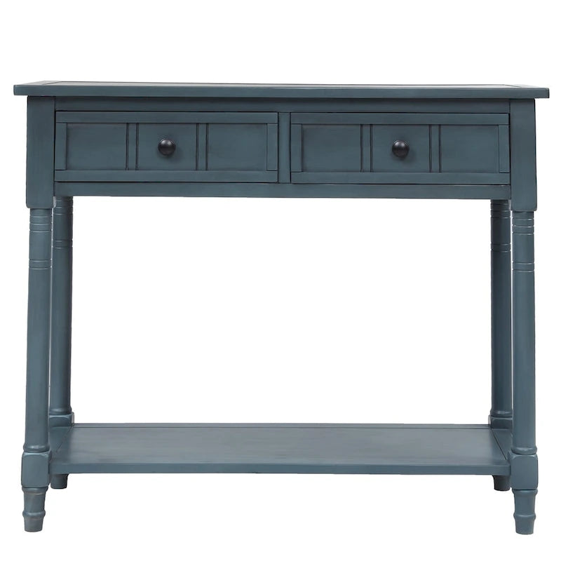 Console avec 2 tiroirs et étagère inférieure — Ivoire / Bleu Rétro / Gris Antique / Bleu Marine / Espresso