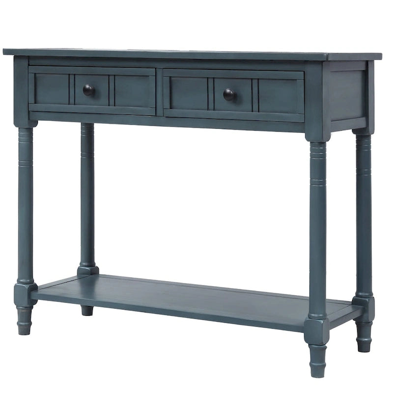 Console avec 2 tiroirs et étagère inférieure — Ivoire / Bleu Rétro / Gris Antique / Bleu Marine / Espresso