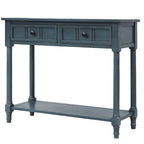 Console avec 2 tiroirs et étagère inférieure — Ivoire / Bleu Rétro / Gris Antique / Bleu Marine / Espresso