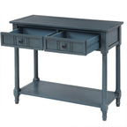 Console avec 2 tiroirs et étagère inférieure — Ivoire / Bleu Rétro / Gris Antique / Bleu Marine / Espresso