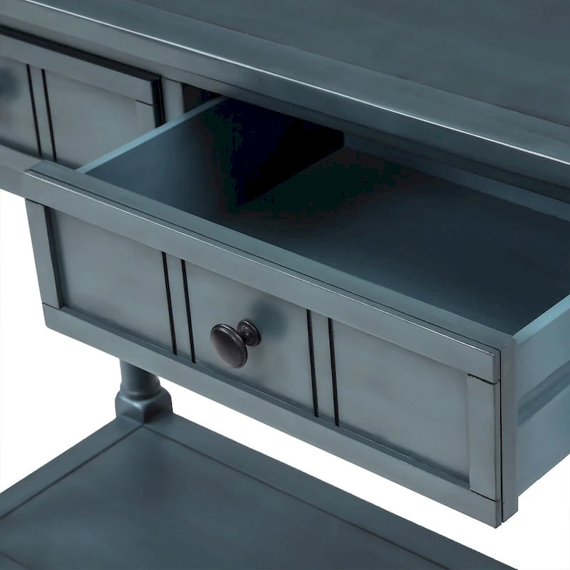 Console avec 2 tiroirs et étagère inférieure — Ivoire / Bleu Rétro / Gris Antique / Bleu Marine / Espresso
