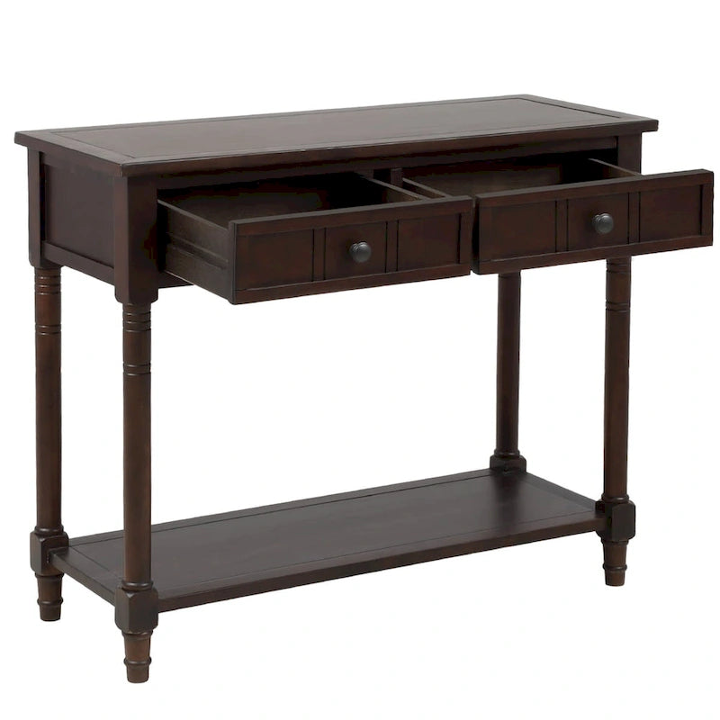Console avec 2 tiroirs et étagère inférieure — Ivoire / Bleu Rétro / Gris Antique / Bleu Marine / Espresso