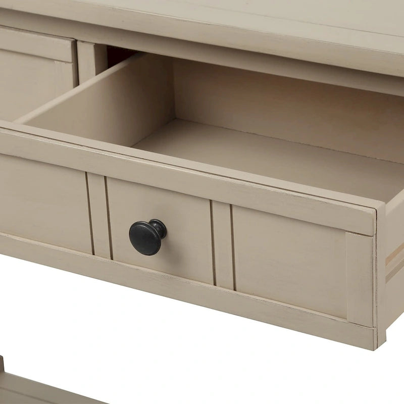 Console avec 2 tiroirs et étagère inférieure — Ivoire / Bleu Rétro / Gris Antique / Bleu Marine / Espresso