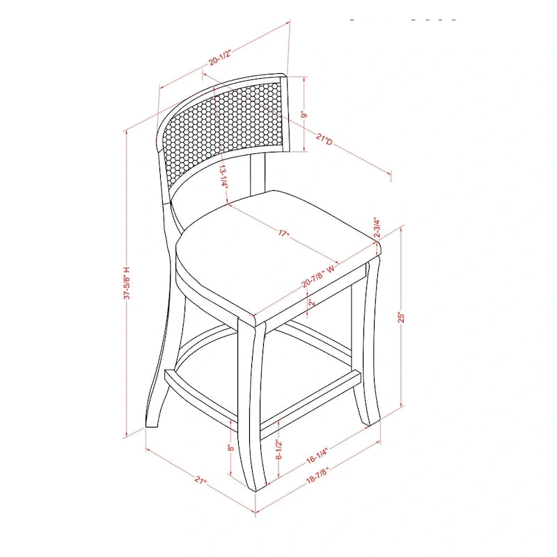 Chaise de comptoir à dossier en cannage, ton naturel/gris lavé, pour 1 personne