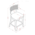 Chaise de comptoir à dossier en cannage, ton naturel/gris lavé, pour 1 personne