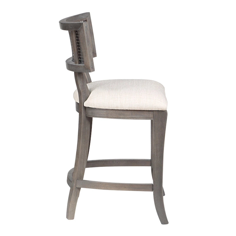 Chaise de comptoir à dossier en cannage, ton naturel/gris lavé, pour 1 personne