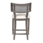 Chaise de comptoir à dossier en cannage, ton naturel/gris lavé, pour 1 personne