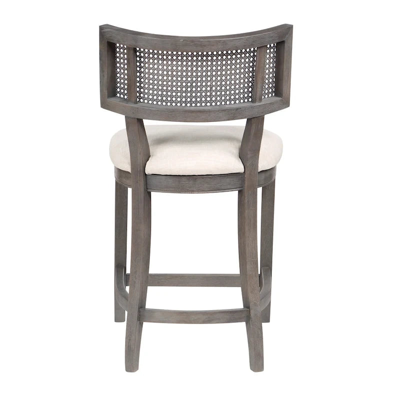 Chaise de comptoir à dossier en cannage, ton naturel/gris lavé, pour 1 personne
