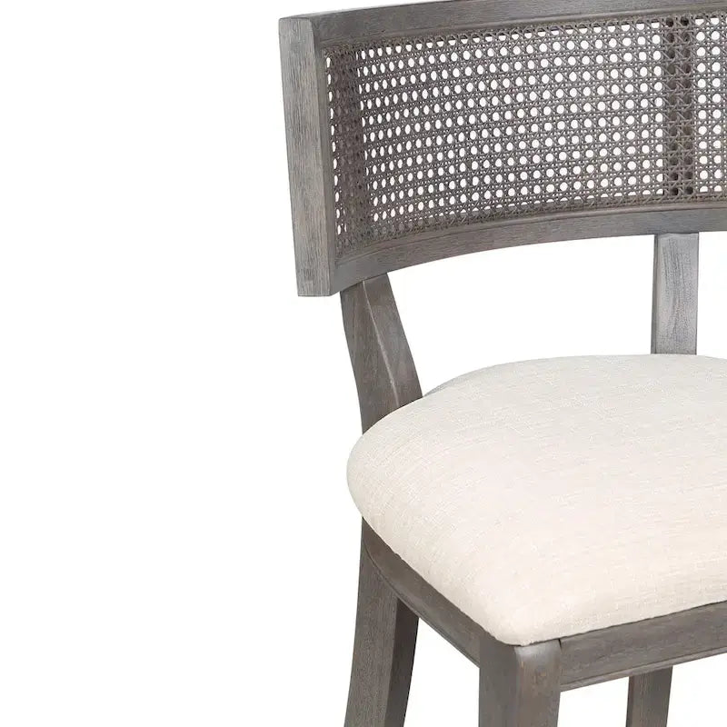 Chaise de comptoir à dossier en cannage, ton naturel/gris lavé, pour 1 personne