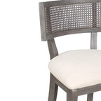 Chaise de comptoir à dossier en cannage, ton naturel/gris lavé, pour 1 personne