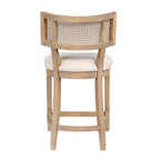 Chaise de comptoir à dossier en cannage, ton naturel/gris lavé, pour 1 personne