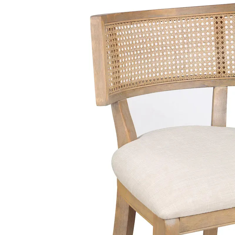 Chaise de comptoir à dossier en cannage, ton naturel/gris lavé, pour 1 personne