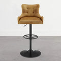 Tabouret de bar pivotant en cuir brun clair/cognac, sans accoudoirs, hauteur réglable — À l'unité / Lot de 2