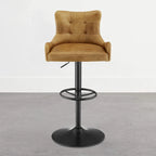 Tabouret de bar pivotant en cuir brun clair/cognac, sans accoudoirs, hauteur réglable — À l'unité / Lot de 2