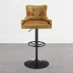Tabouret de bar pivotant en cuir brun clair/cognac, sans accoudoirs, hauteur réglable — À l'unité / Lot de 2