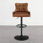 Tabouret de bar pivotant en cuir brun clair/cognac, sans accoudoirs, hauteur réglable — À l'unité / Lot de 2