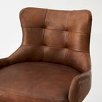 Tabouret de bar pivotant en cuir brun clair/cognac, sans accoudoirs, hauteur réglable — À l'unité / Lot de 2