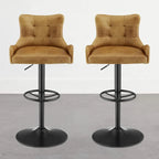 Tabouret de bar pivotant en cuir brun clair/cognac, sans accoudoirs, hauteur réglable — À l'unité / Lot de 2