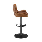 Tabouret de bar pivotant en cuir brun clair/cognac, sans accoudoirs, hauteur réglable — À l'unité / Lot de 2