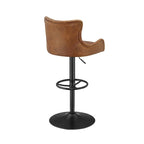 Tabouret de bar pivotant en cuir brun clair/cognac, sans accoudoirs, hauteur réglable — À l'unité / Lot de 2