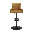 Tabouret de bar pivotant en cuir brun clair/cognac, sans accoudoirs, hauteur réglable — À l'unité / Lot de 2