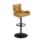 Tabouret de bar pivotant en cuir brun clair/cognac, sans accoudoirs, hauteur réglable — À l'unité / Lot de 2