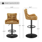 Tabouret de bar pivotant en cuir brun clair/cognac, sans accoudoirs, hauteur réglable — À l'unité / Lot de 2