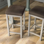 Tabourets de comptoir sans dossier blancs antiques, lot de 2