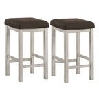 Tabourets de comptoir sans dossier blancs antiques, lot de 2