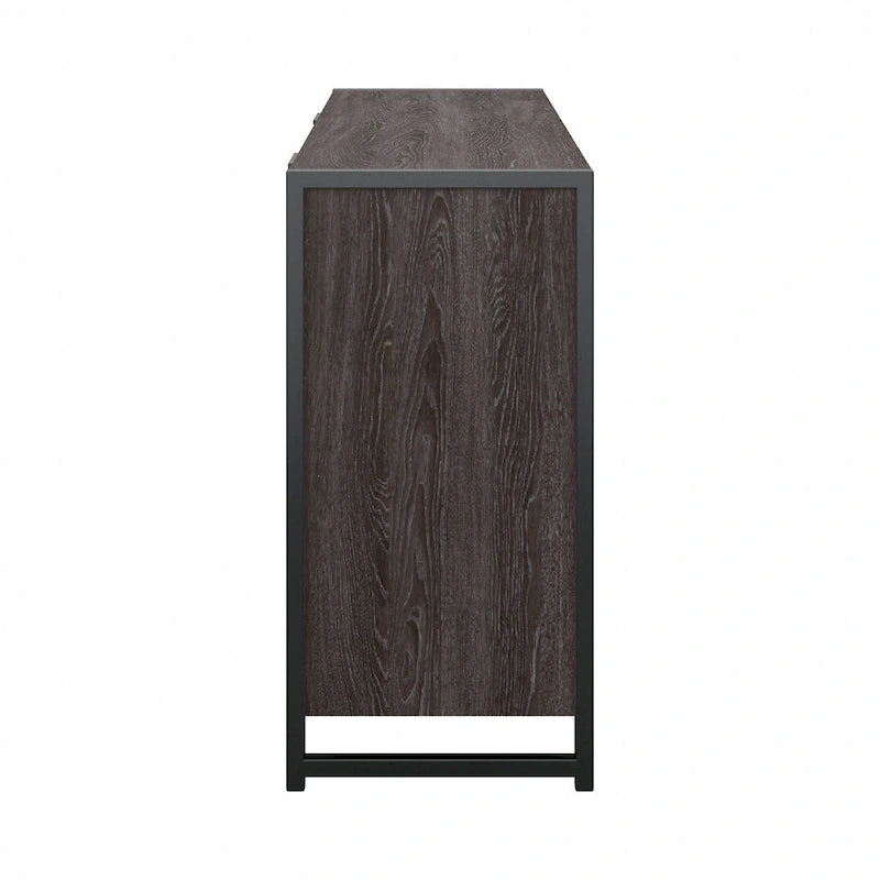 Commode 6 tiroirs — Gris anthracite / Noyer moderne / Gris platine | Style industriel moderne