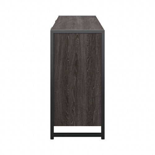Commode 6 tiroirs — Gris anthracite / Noyer moderne / Gris platine | Style industriel moderne