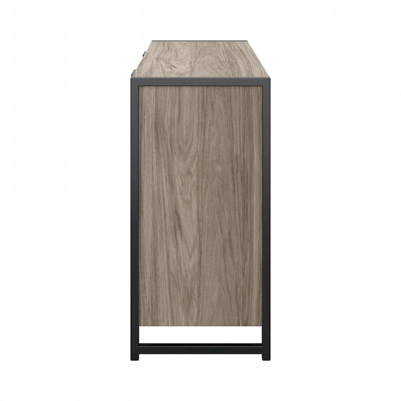 Commode 6 tiroirs — Gris anthracite / Noyer moderne / Gris platine | Style industriel moderne
