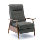 Fauteuil inclinable gris anthracite à dossier basculant – Accoudoirs en bois, une place