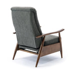 Fauteuil inclinable gris anthracite à dossier basculant – Accoudoirs en bois, une place