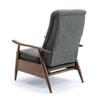 Fauteuil inclinable gris anthracite à dossier basculant – Accoudoirs en bois, une place