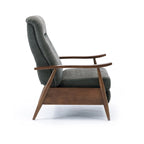 Fauteuil inclinable gris anthracite à dossier basculant – Accoudoirs en bois, une place