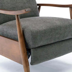Fauteuil inclinable gris anthracite à dossier basculant – Accoudoirs en bois, une place