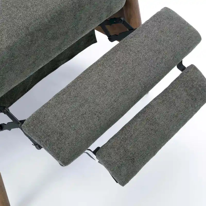 Fauteuil inclinable gris anthracite à dossier basculant – Accoudoirs en bois, une place